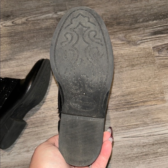 Steve Madden Lassy Little Girl Black Sparkle Ankle Boots Size Kids 13 - Picture 6 of 8